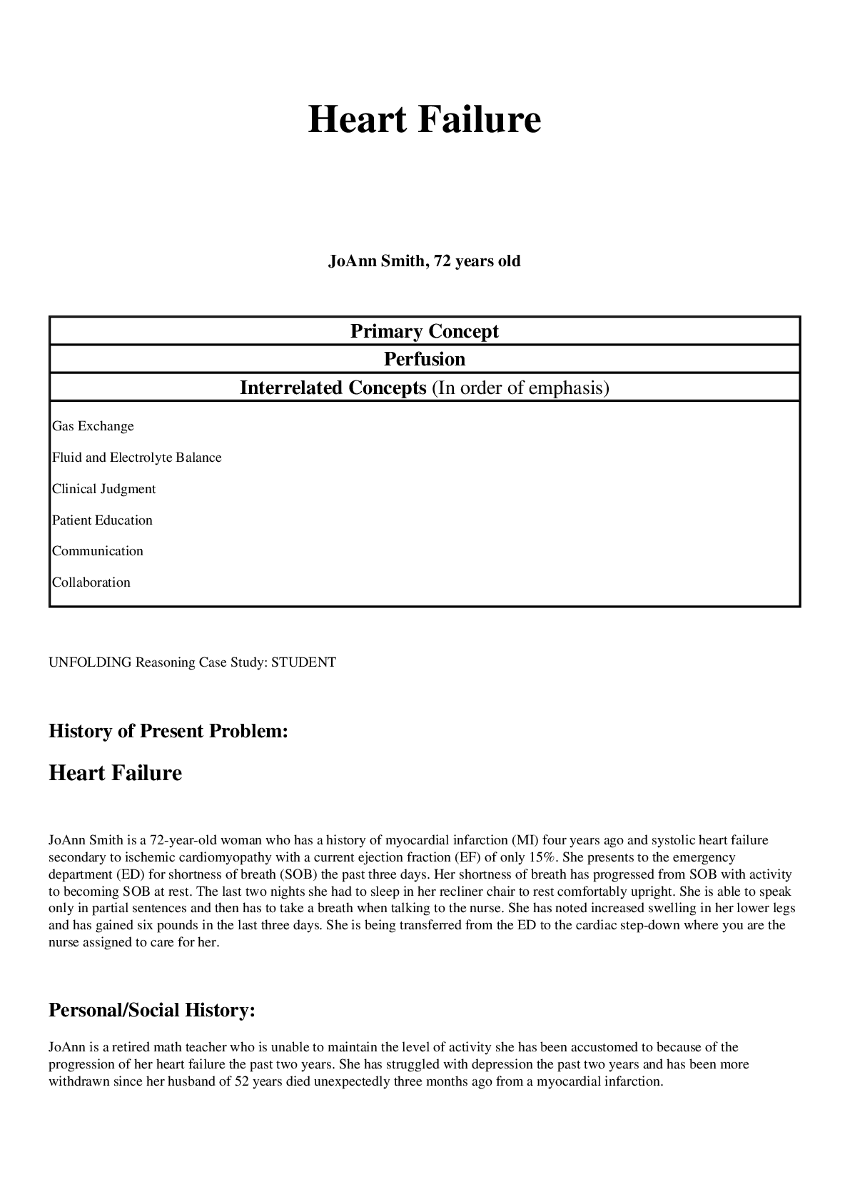 Preview image of JoAnn Smith _ Case Study _Heart_Failure_2020 | NUR 240 Case Study _Heart_Failure document